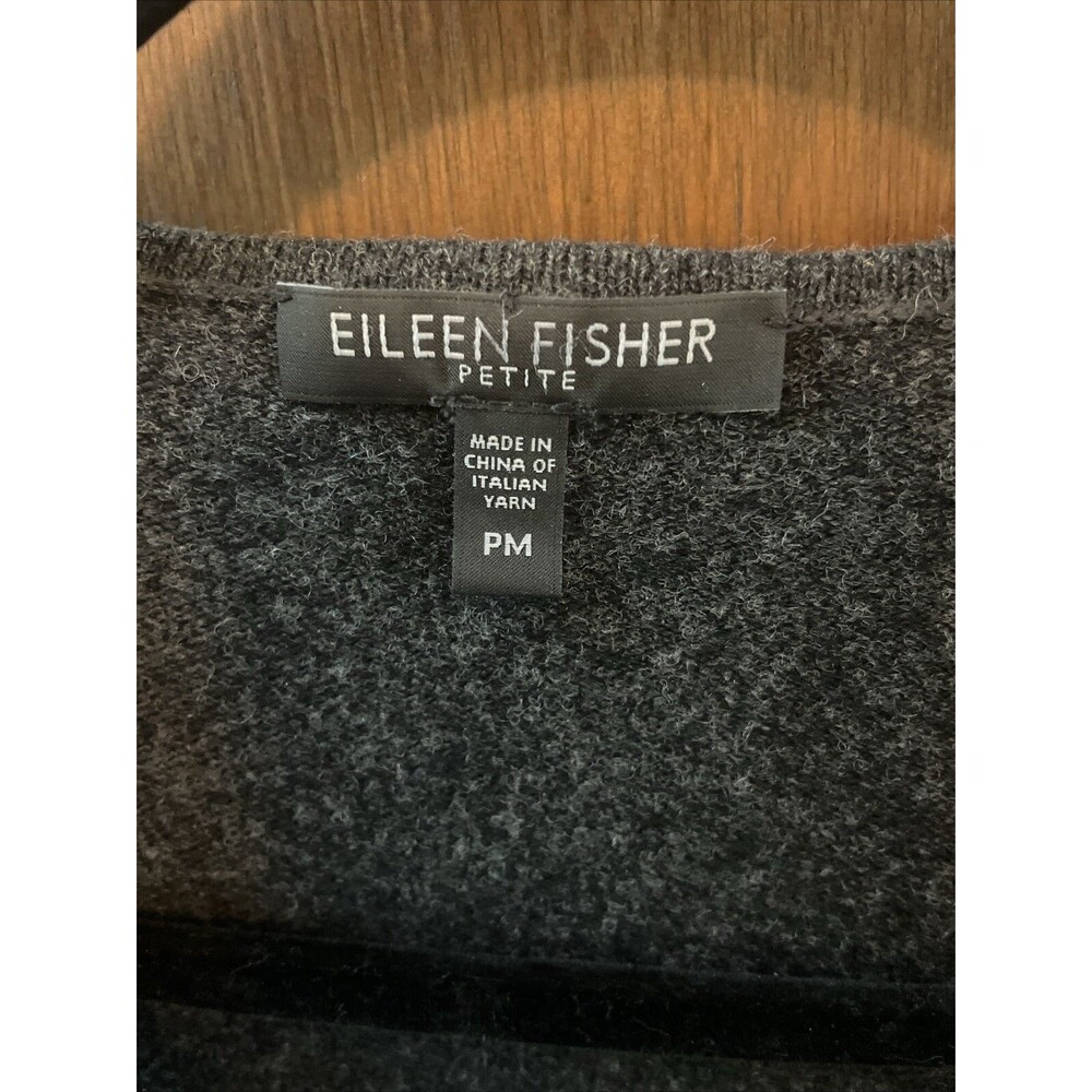 EILEEN FISHER (petite Medium) Merino Wool Open Front Cardigan Sweater Grey - Picture 2 of 8
